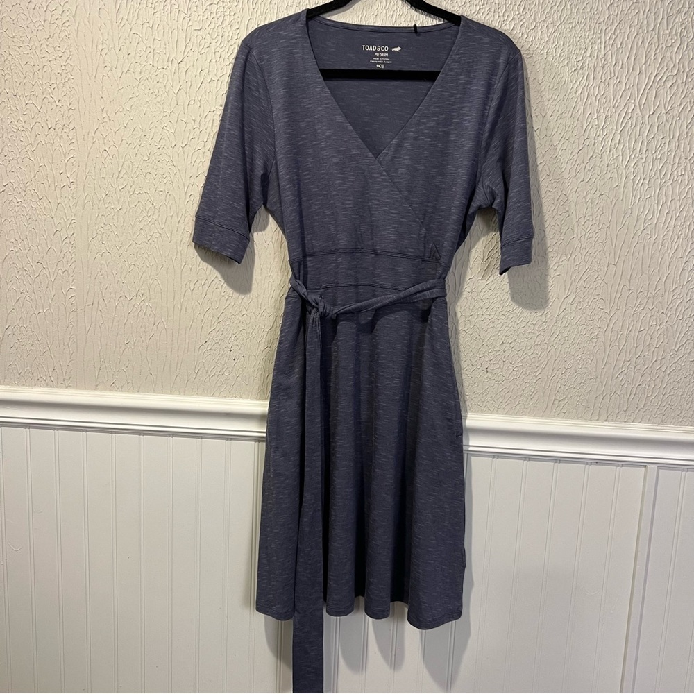 Toad&Co Blue Cue Wrap Cafe Tencel Cotton dress size medium - Picture 4 of 16